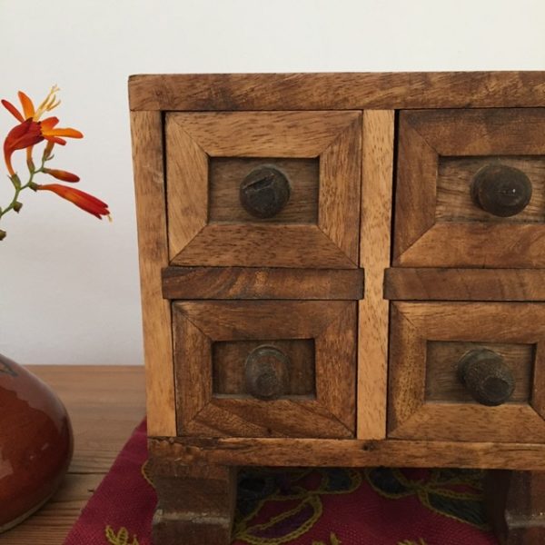 Vintage wooden jewellery chest