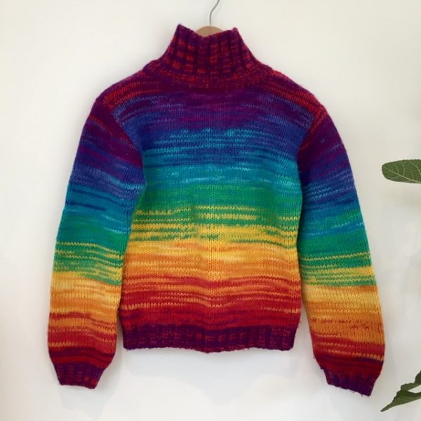 Vintage knitted wool rainbow jumper