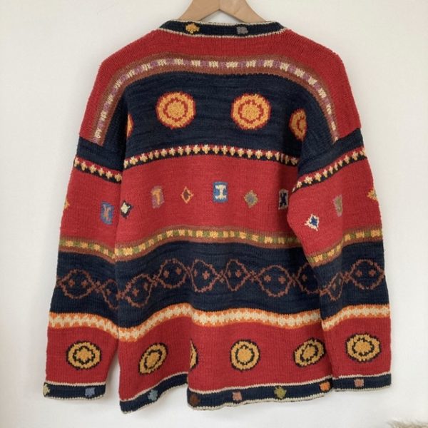 Vintage handmade Aymara ethnic wool cardigan