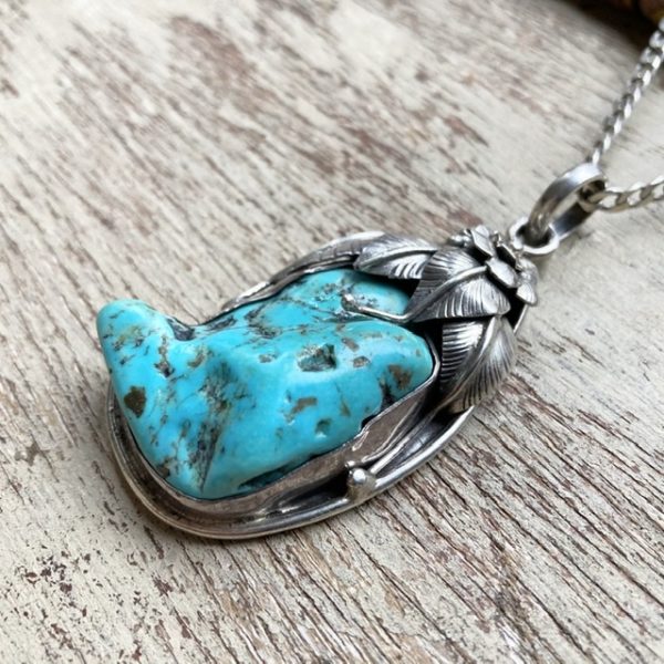 Vintage Navajo sterling silver turquoise necklace