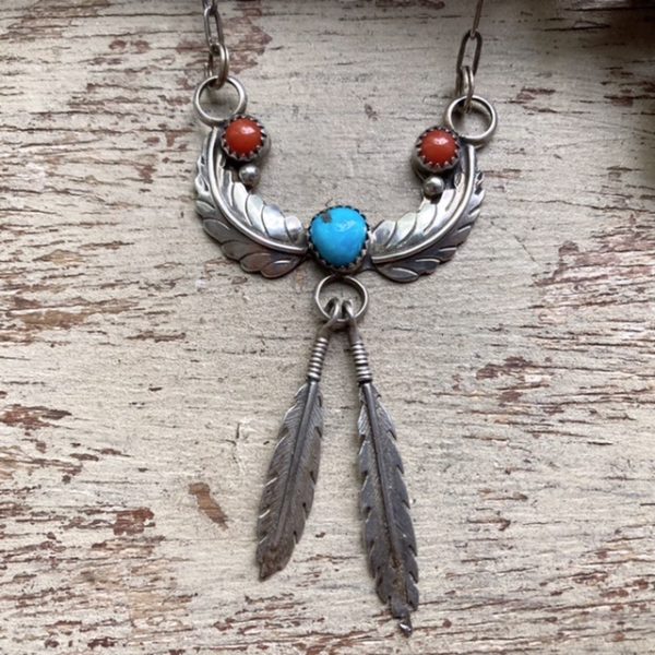 Vintage sterling silver Michael Rogers Native American necklace