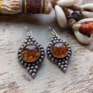 Vintage Suarti sterling silver amber earrings