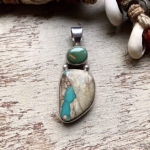 Vintage Navajo sterling silver turquoise pendant
