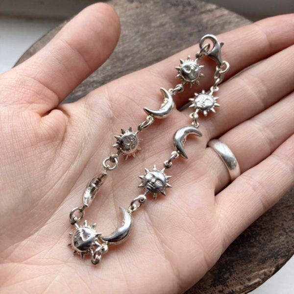 Vintage sterling silver celestial sun and moon bracelet