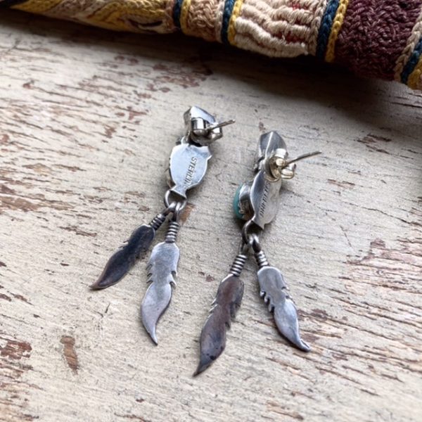 Vintage Navajo sterling silver turquoise coral earrings