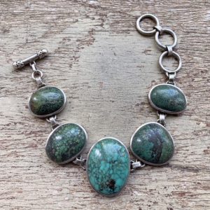 Vintage chunky turquoise and sterling silver bracelet