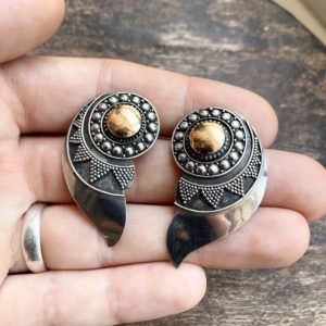 Vintage ornate sterling silver Balinese earrings