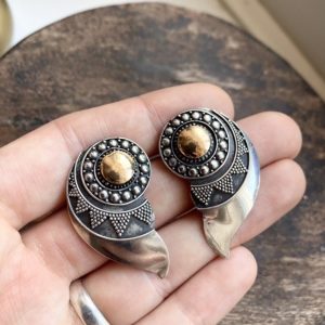 Vintage ornate sterling silver Balinese earrings