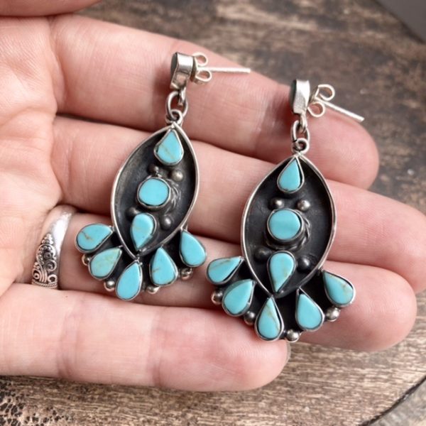 Vintage Navajo sterling silver turquoise earrings