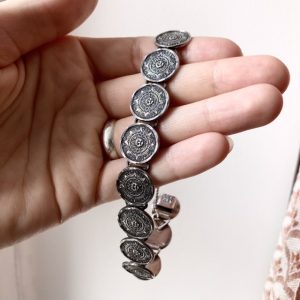 Vintage sterling silver Mexican Mayan calendar bracelet