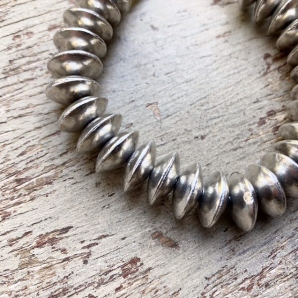 Vintage Navajo solid silver bench bead bracelet