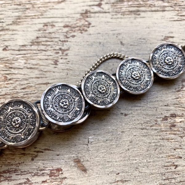 Vintage sterling silver Mexican Mayan calendar bracelet