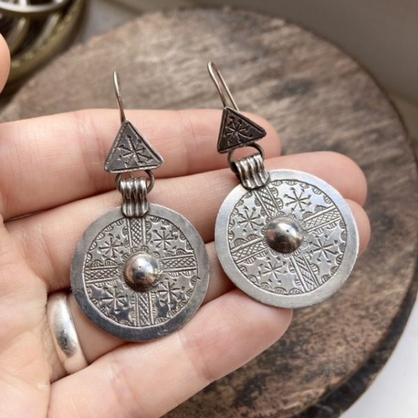 Vintage sterling silver engraved bohemian earrings