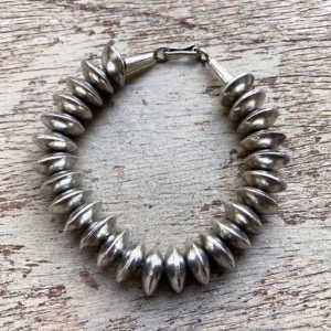 Vintage Navajo solid silver bench bead bracelet