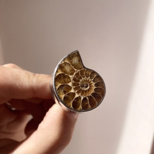 Vintage chunky solid silver Ammonite ring
