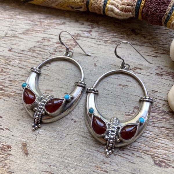 Vintage sterling silver Indian earrings