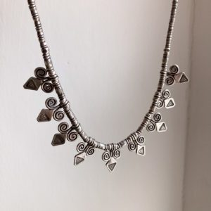 Vintage pure solid silver beaded Hill Tribe necklace