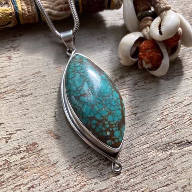 Beautiful Vintage Sterling Silver Turquoise Necklace - Woven Earth