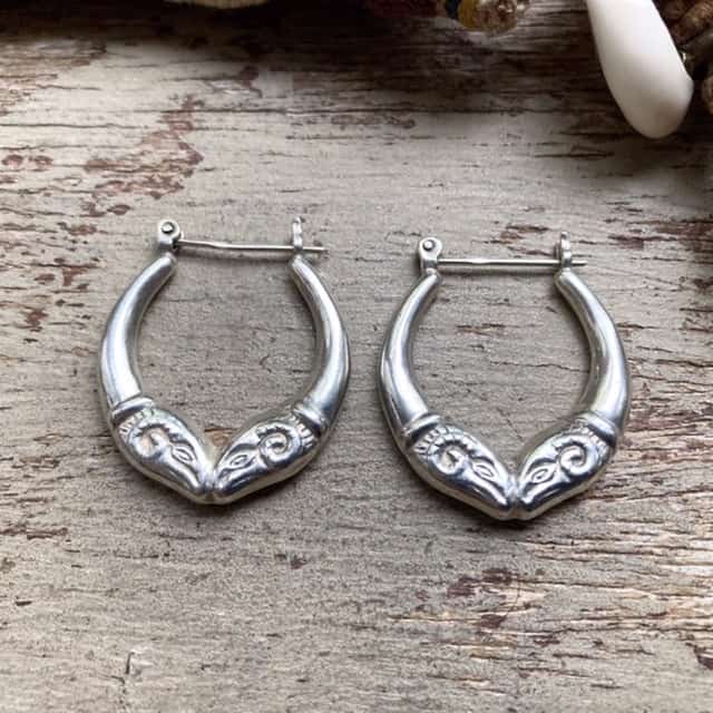 Vintage sterling silver rams head earrings