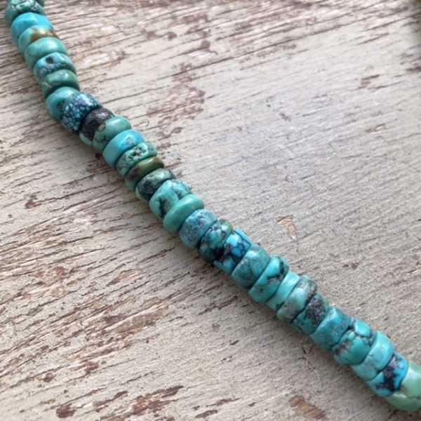 Vintage Navajo sterling silver and turquoise beaded necklace