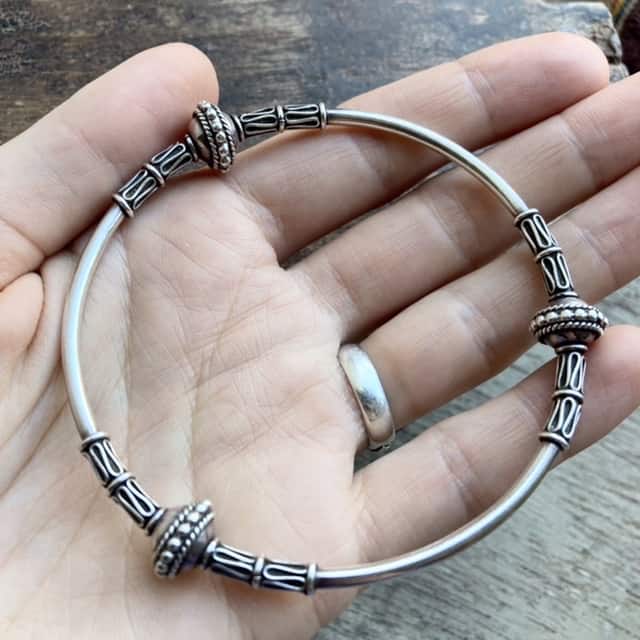 Silver bracelet bali style with lotus