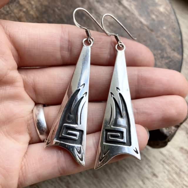 Vintage Hopi solid silver earrings