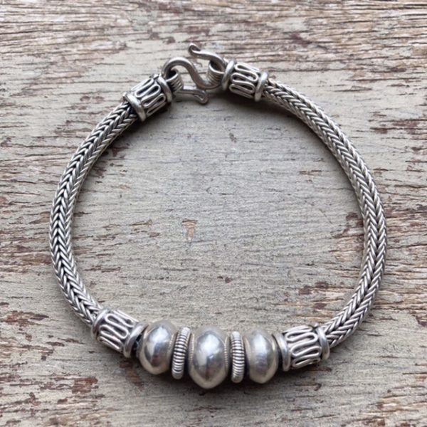 Vintage chunky sterling silver woven snake bracelet