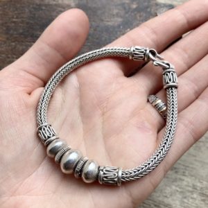 Vintage chunky sterling silver woven snake bracelet