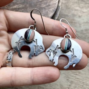 Vintage Navajo sterling silver bison earrings