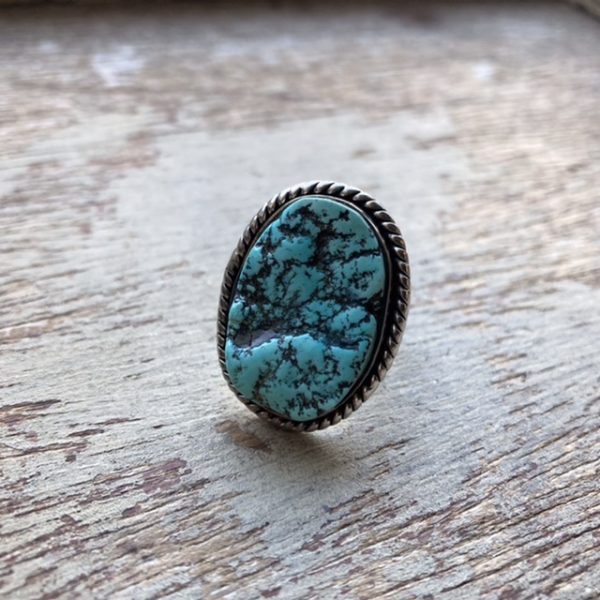Vintage sterling silver natural turquoise ring