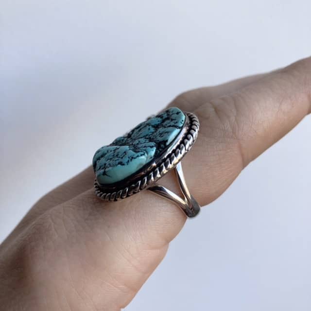 Vintage sterling silver natural turquoise ring