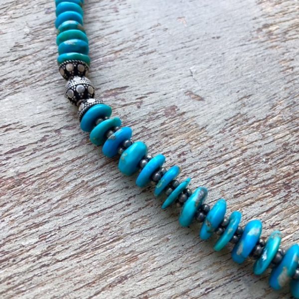 Vintage sterling silver turquoise beaded necklace