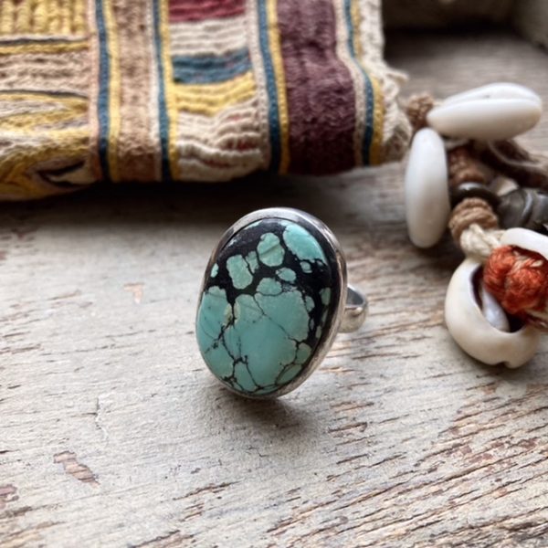 Vintage sterling silver chunky turquoise ring