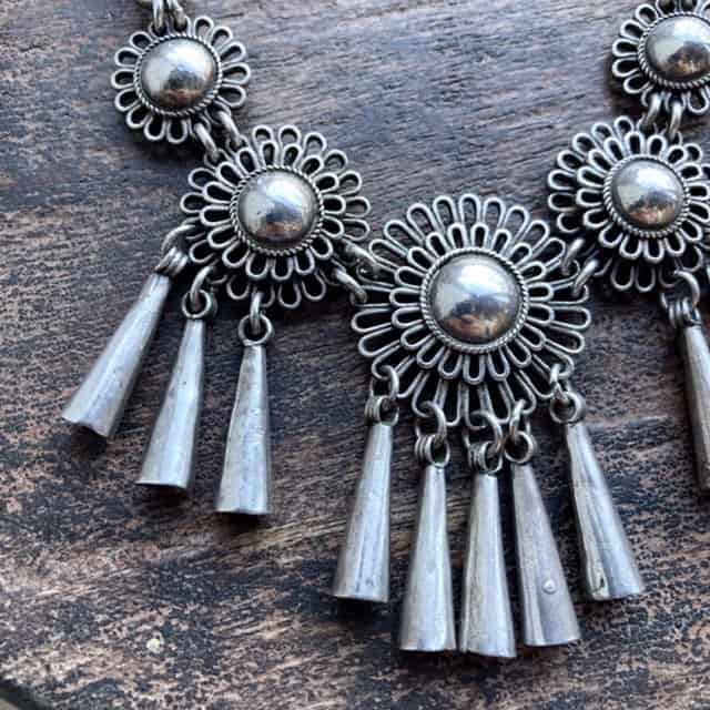 Vintage Indian solid sterling silver necklace