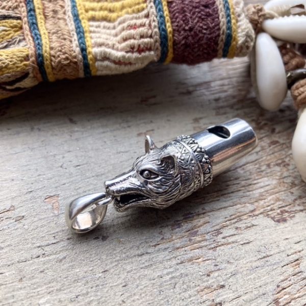 sterling silver wolf whistle pendant