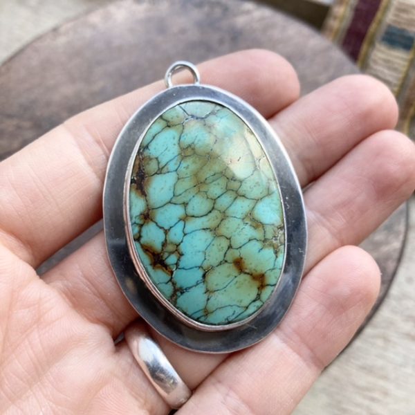 Vintage sterling silver turquoise pendant