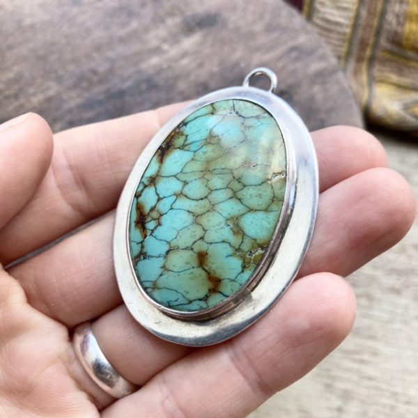 Vintage sterling silver turquoise pendant