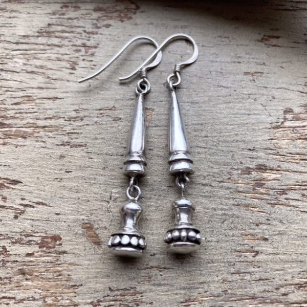 Vintage Indian Solid Silver Dangly Earrings
