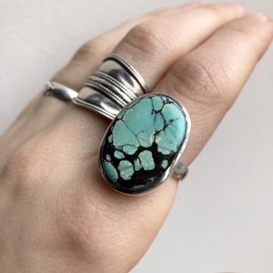 Vintage sterling silver chunky turquoise ring