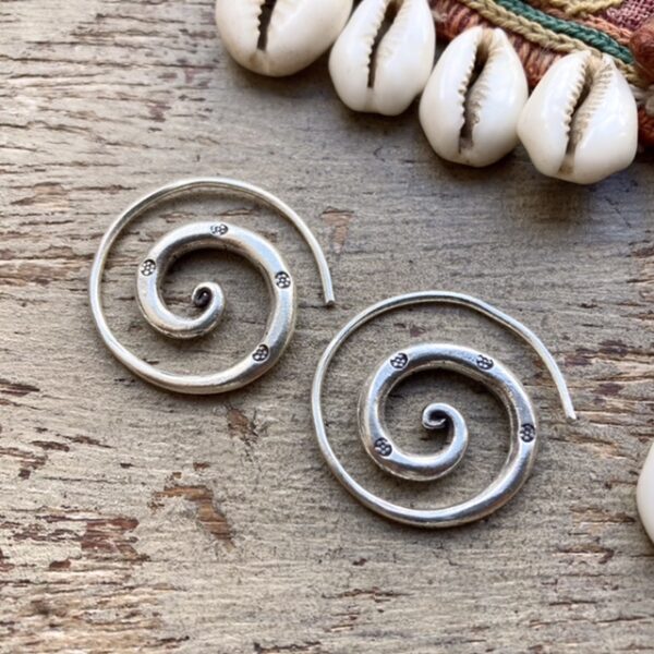 Solid silver spiral earrings