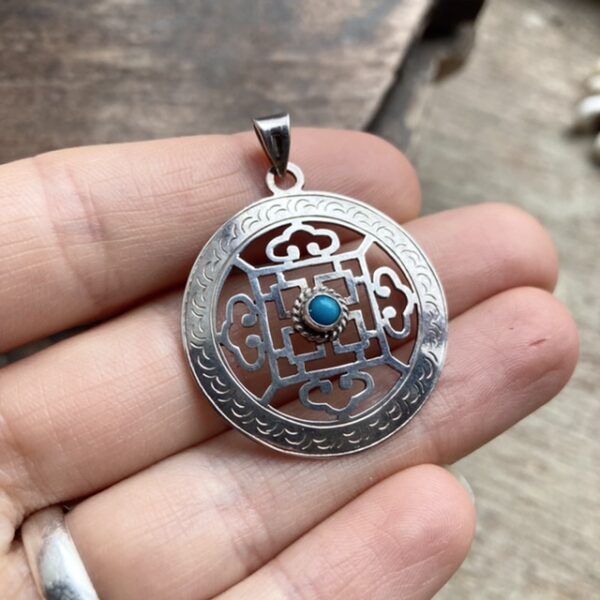 Vintage Tibetan sterling silver and turquoise pendant