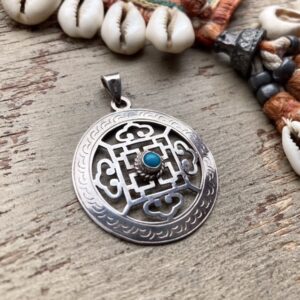 Vintage Tibetan sterling silver and turquoise pendant