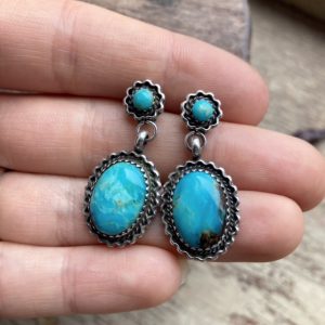 Vintage Navajo sterling silver turquoise earrings