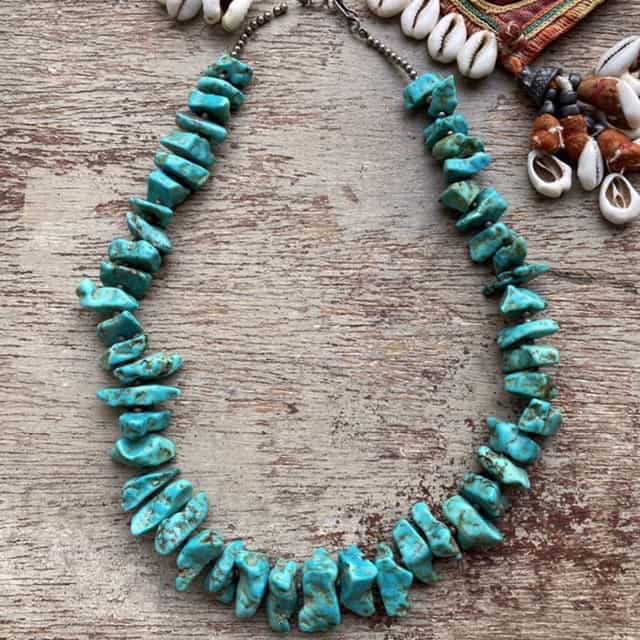 Multiple strand chunky turquoise beaded necklace | aftcra