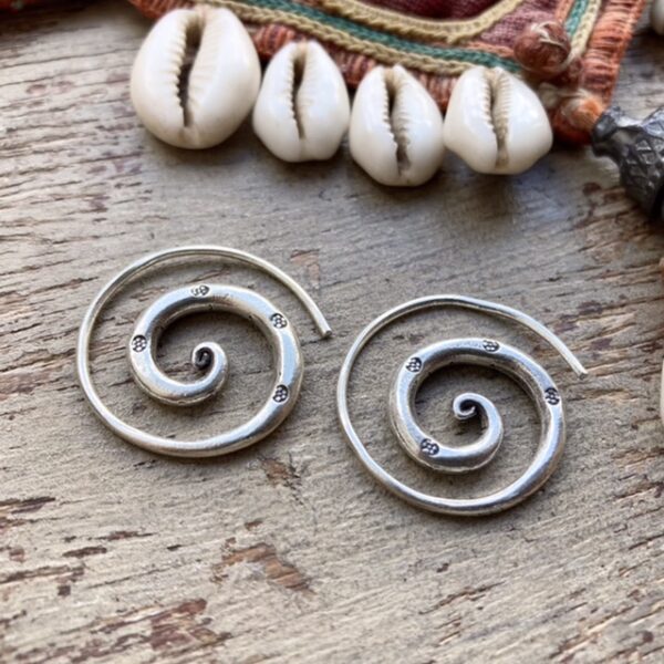 Solid silver spiral earrings