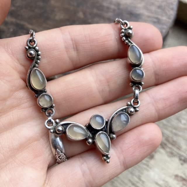 Vintage sterling silver moonstone necklace