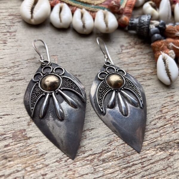 Vintage Balinese ornate sterling silver earrings