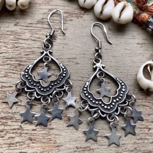 Vintage sterling silver bohemian star earrings