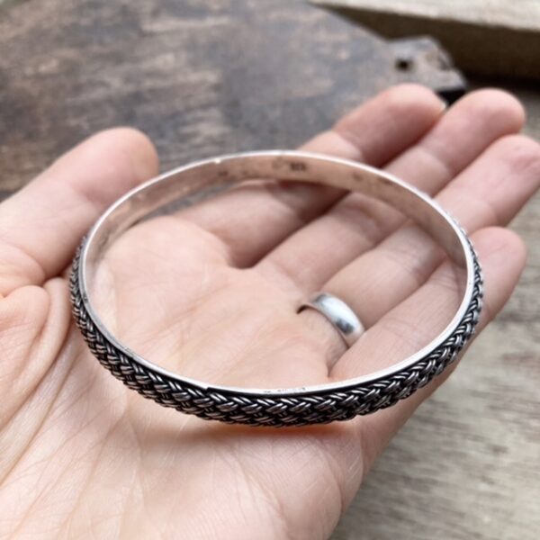 Vintage sterling silver woven braided bangle