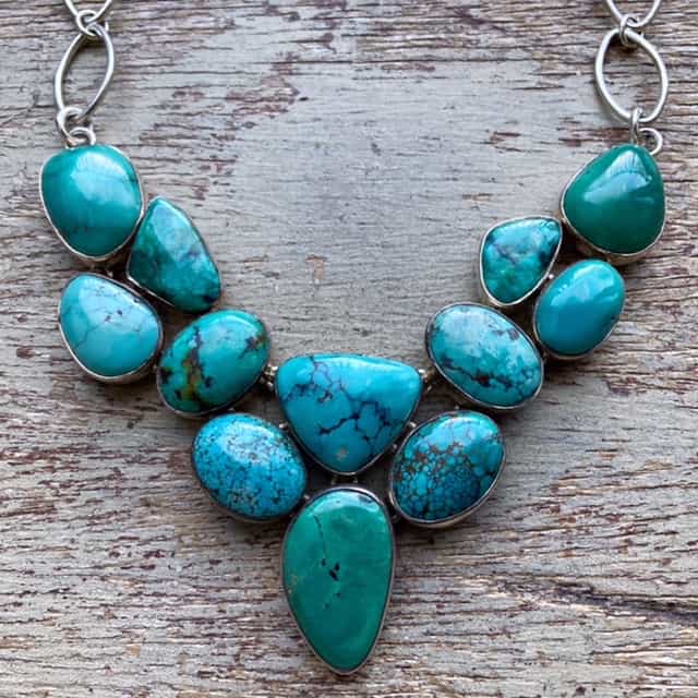 Boho Sterling silver and Turquoise necklace - Bespoke Jewellery by Roslyn